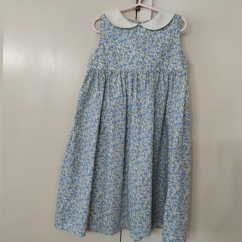 Dotti Blue and White Floral Dress with Peter Pan Collar